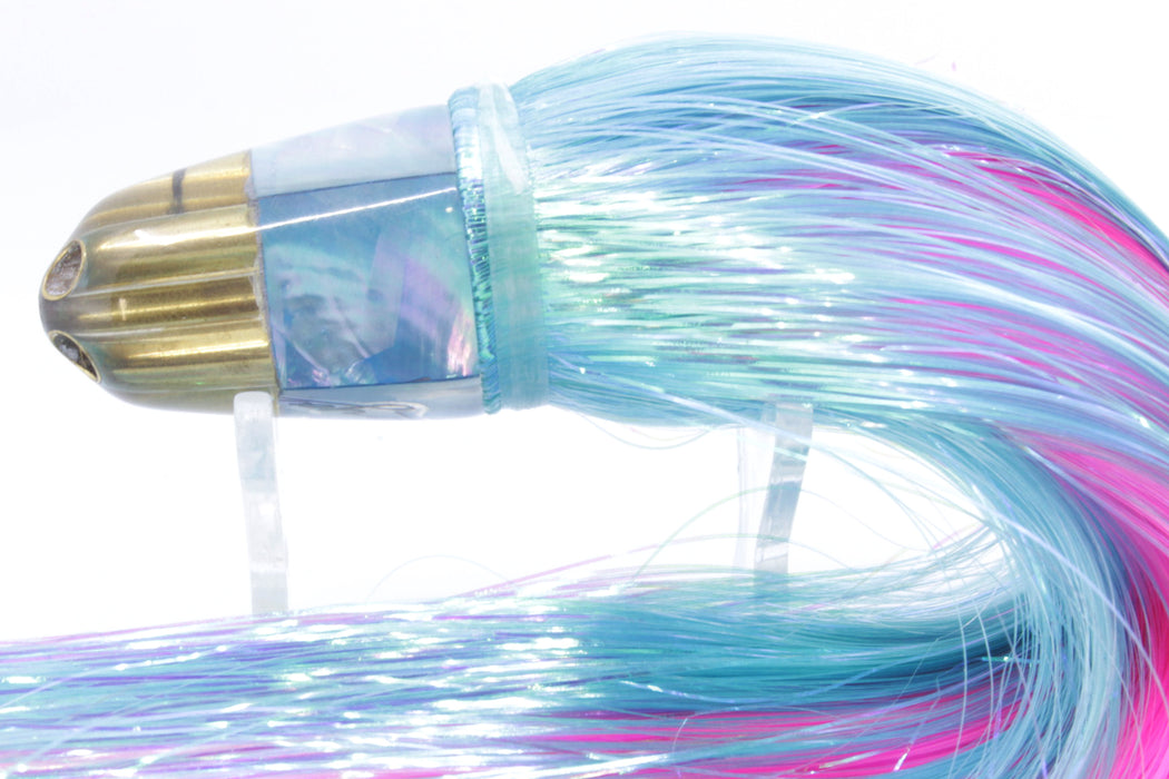 Koya Lures Blue MOP 4-Hole Mini AK Bullet 7" 4.5oz Strobez Ice Blue/Pink