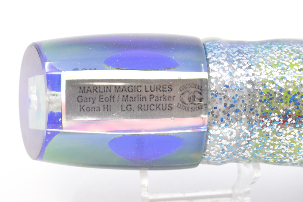 Marlin Magic Lime Green MOP Blue Back Red Eyes Large Ruckus 14" 13oz Skirted Blue-Silver