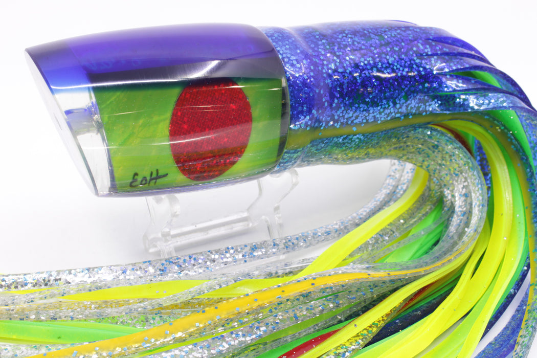 Marlin Magic Lime Green MOP Blue Back Red Eyes Large Ruckus 14" 13oz Skirted Blue-Silver