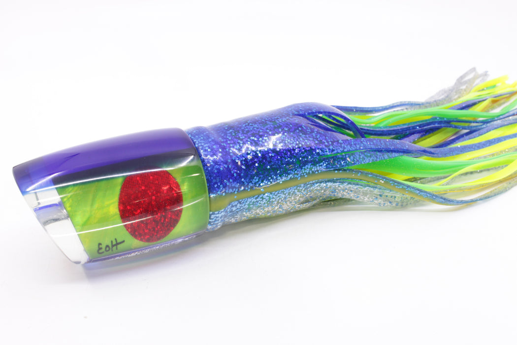 Marlin Magic Lime Green MOP Blue Back Red Eyes Large Ruckus 14" 13oz Skirted Blue-Silver