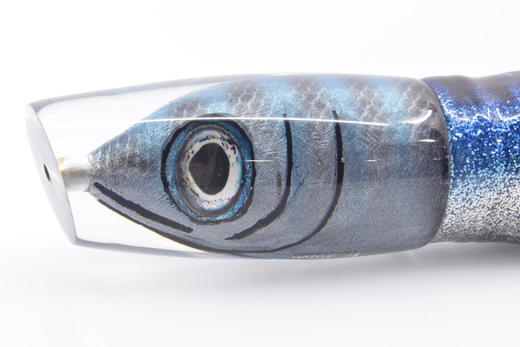 Tsutomu Lures "Jail Bird" Fish Head Ante Plunger 12" 9.7oz Skirted Blue Aurora