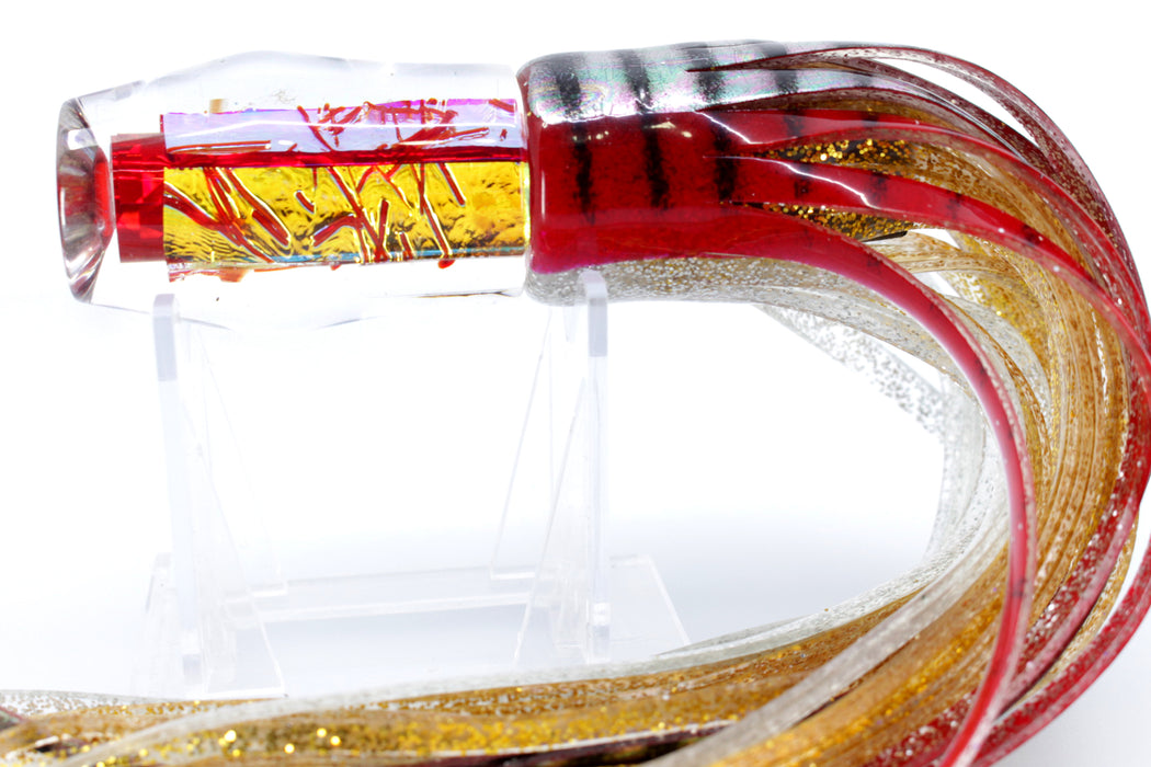 Aloha Lures Gold Dichro Red Rainbow Cooler Bait 9" 5oz Skirted Red Aurora