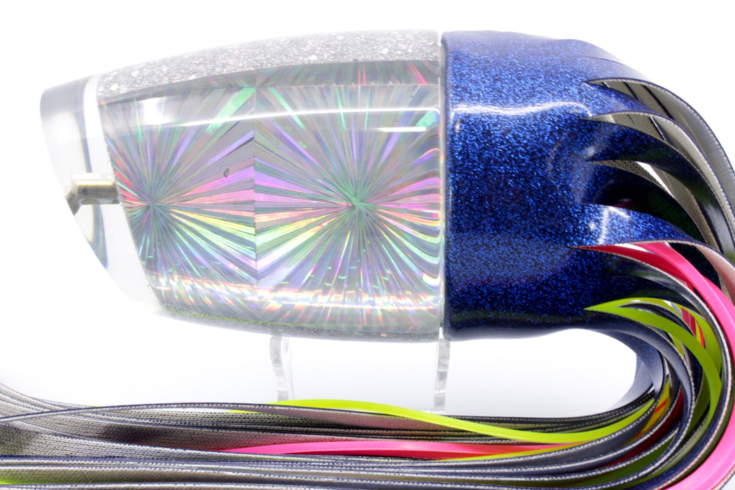 Koya Lures Silver Rainbow Starburst XXL Poi Dog Teaser 28oz Vinyl Blue