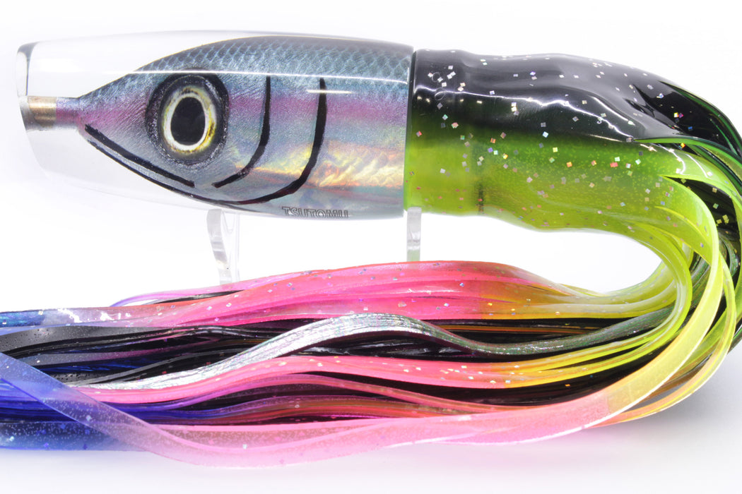 Tsutomu Lures Black-Blue-Pink Fish Head Ante Plunger 12" 9.7oz Skirted Magic Johnson