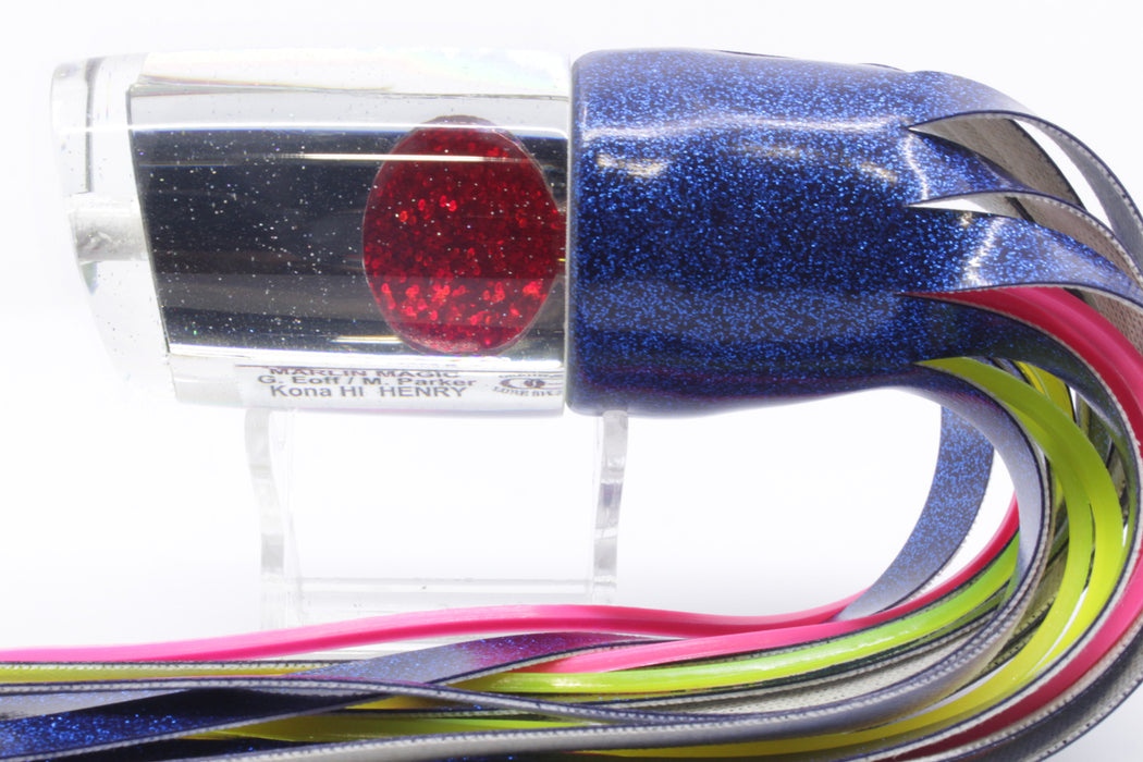 Marlin Magic Lures Mirrored Red Eyes Henry 12" 10oz Vinyl Blue