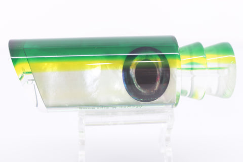 Moyes Lures White MOP Green-Yellow Back Medium Pipe Bomb 12" 4.6oz