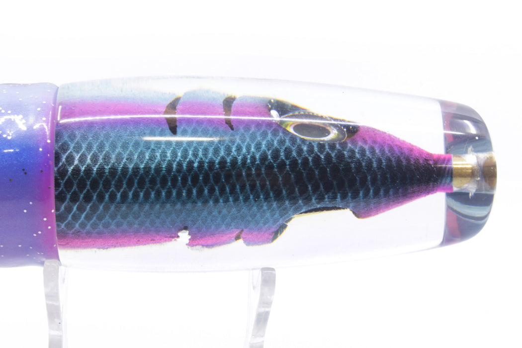 Tsutomu Lures Black-Blue-Fuchsia Fish Head Ante Plunger 12" 9.7oz Skirted Gay Bob