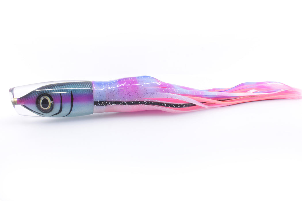 Tsutomu Lures Black-Blue-Fuchsia Fish Head Ante Plunger 12" 9.7oz Skirted Gay Bob