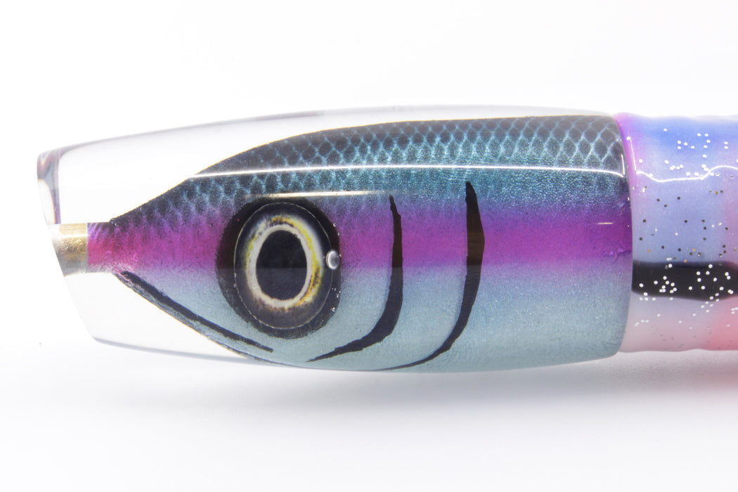 Tsutomu Lures Black-Blue-Fuchsia Fish Head Ante Plunger 12" 9.7oz Skirted Gay Bob