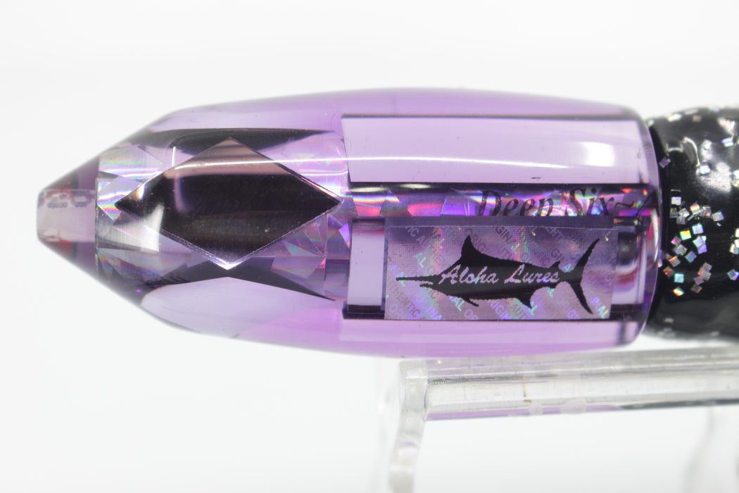 Aloha Lures Purple Mirrored Silver Rainbow Deep Six 9" 5.2oz Skirted Black-Purple