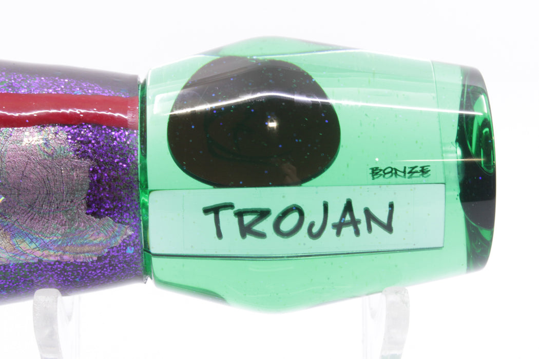 Bonze Lures Green Mirrored Red Eyes Trojan 10" 5.5oz Black-Purple Aurora