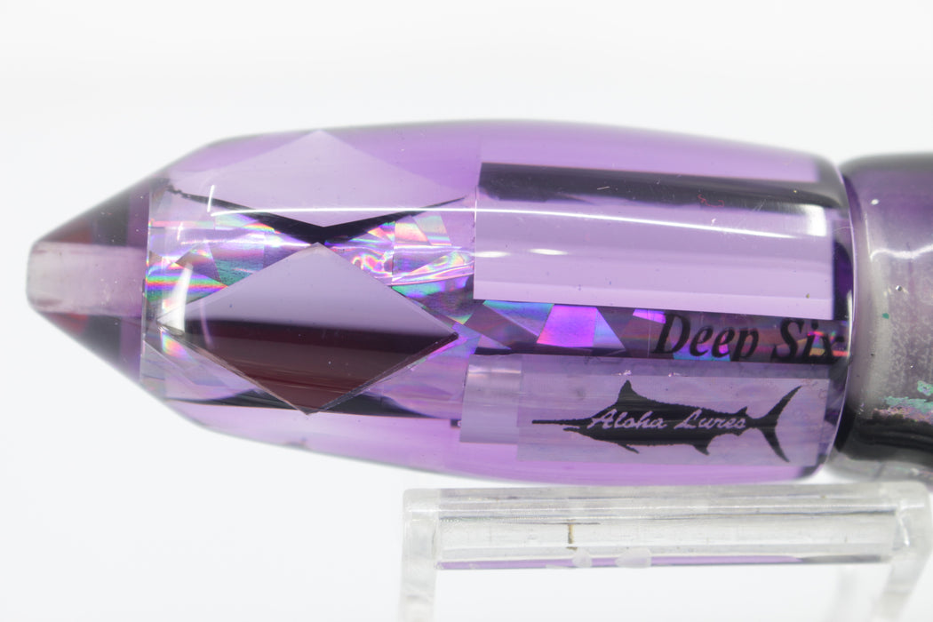 Aloha Lures Purple Mirrored Silver Rainbow Deep Six 9" 5.2oz Skirted Skipjack