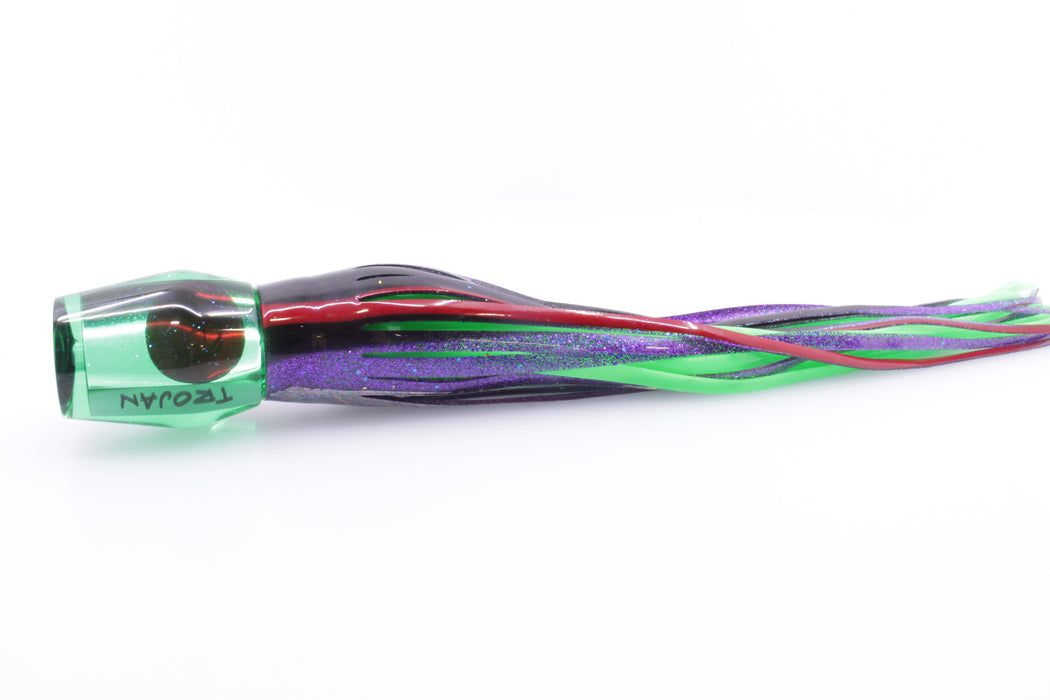 Bonze Lures Green Mirrored Red Eyes Trojan 10" 5.5oz Black-Purple Aurora