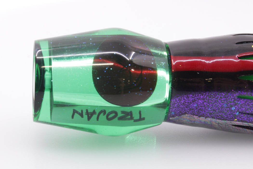 Bonze Lures Green Mirrored Red Eyes Trojan 10" 5.5oz Black-Purple Aurora