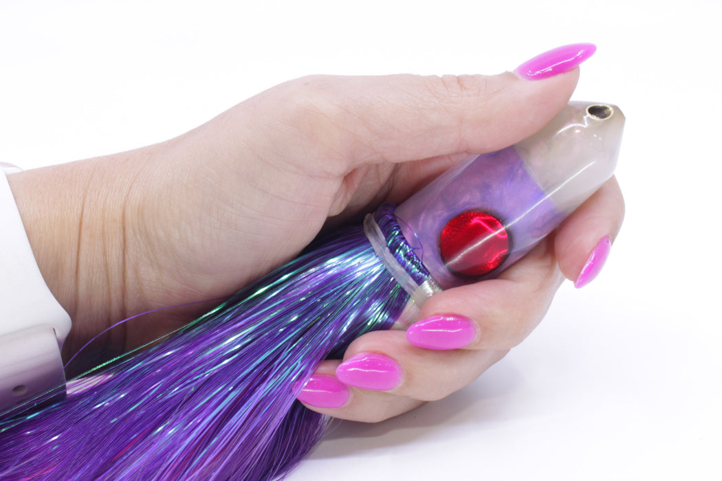 Tanigawa Lures Blueberry-Strawberry Pearl 2-Hole Bullet 7" 6oz Strobez Purple-White