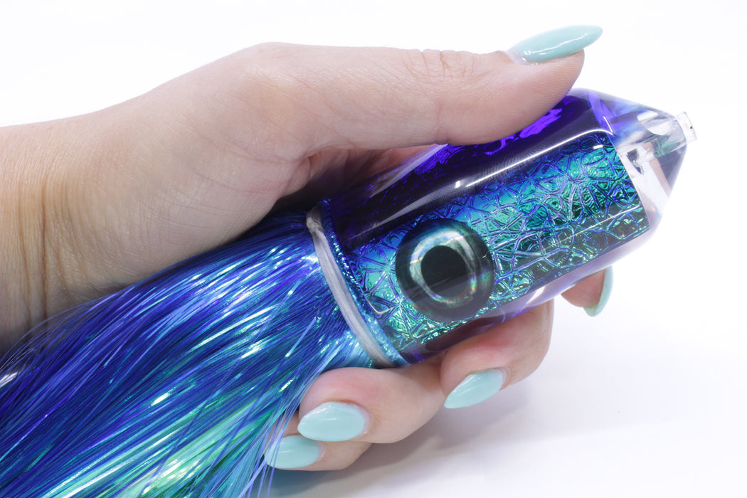 Moyes Lures Blue-Green Oil Slick Blue Back 2-Hole Large Sniper Jet 12" 12oz EZ