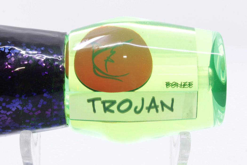 Bonze Lures Chartreuse Mirrored Red Eyes Trojan 10" 5.5oz Black-Blue-Purple