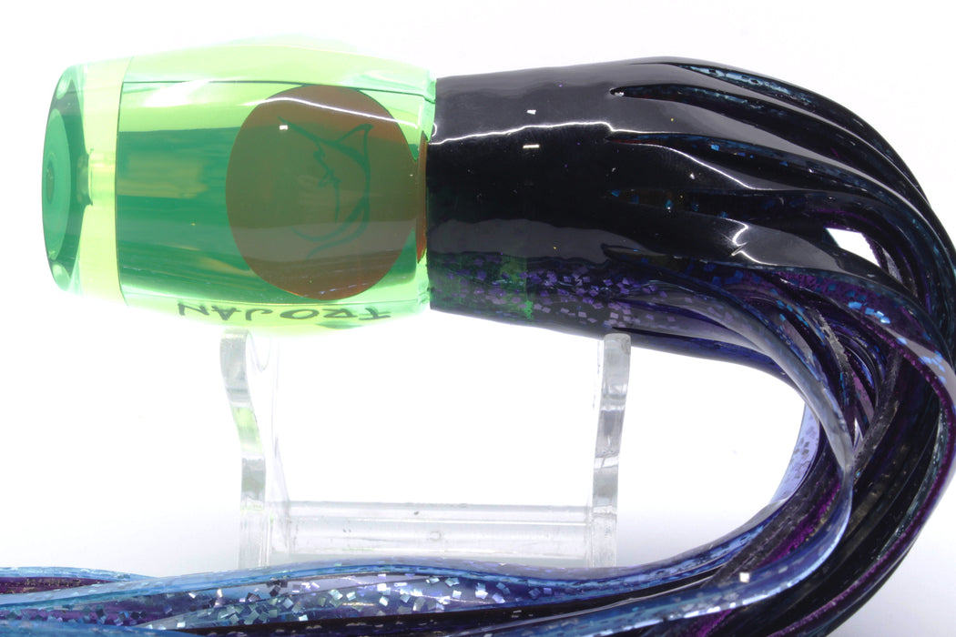 Bonze Lures Chartreuse Mirrored Red Eyes Trojan 10" 5.5oz Black-Blue-Purple