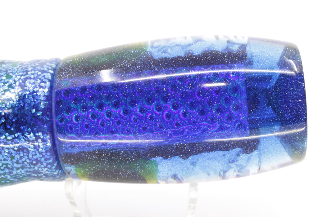 Coggin Lures Blue-Purple Dichro Blue Back 4-Hole Maui Plunger Invert 14" 11.5oz Skirted
