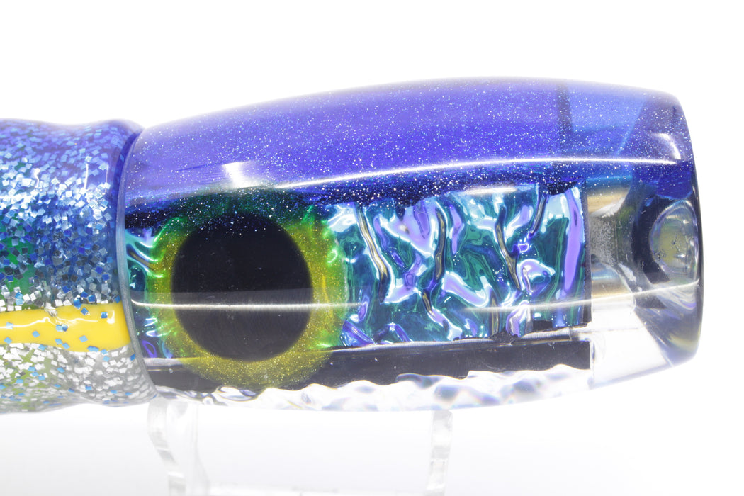 Coggin Lures Blue-Purple Dichro Blue Back 4-Hole Maui Plunger Invert 14" 11.5oz Skirted