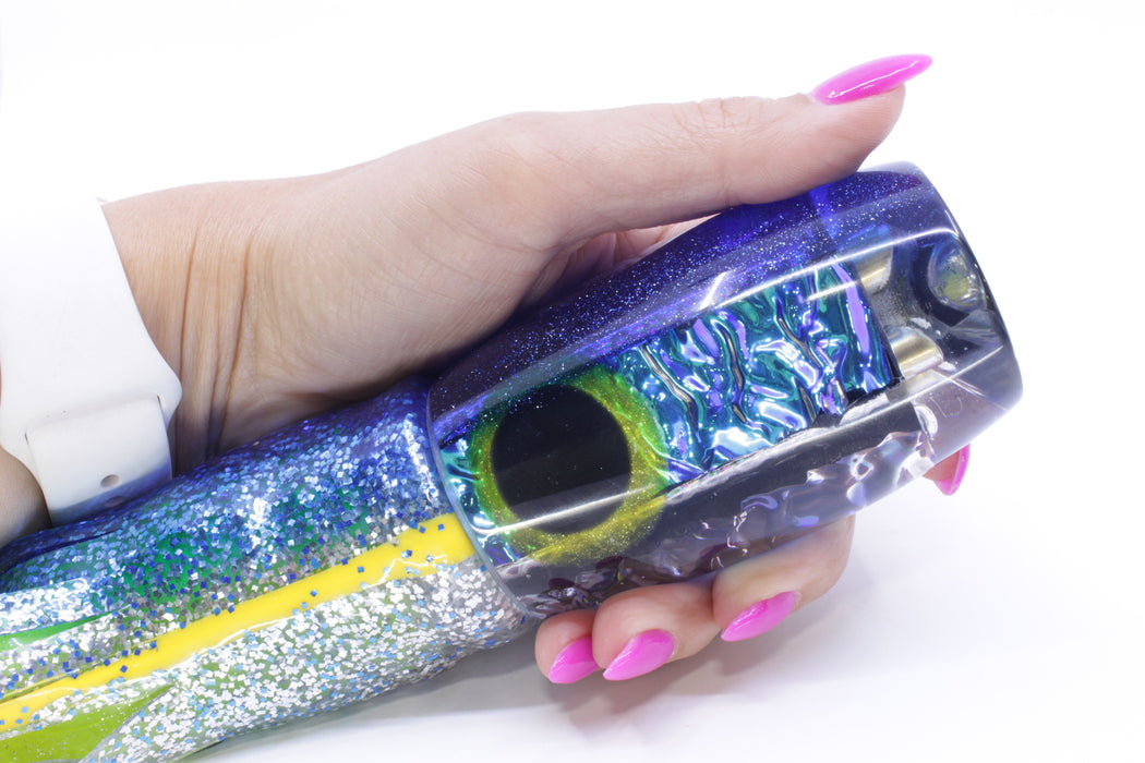 Coggin Lures Blue-Purple Dichro Blue Back 4-Hole Maui Plunger Invert 14" 11.5oz Skirted