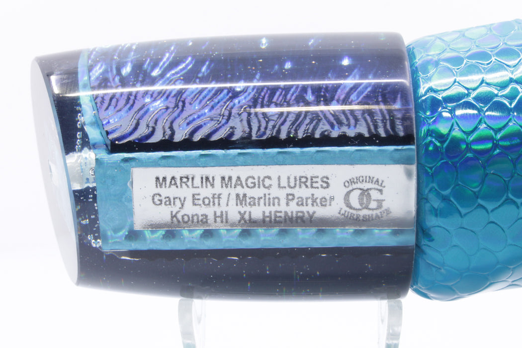 Marlin Magic Lures Ice Blue-Akule Lava Black Back XL Henry 16" 15oz Vinyl Turquoise Scale