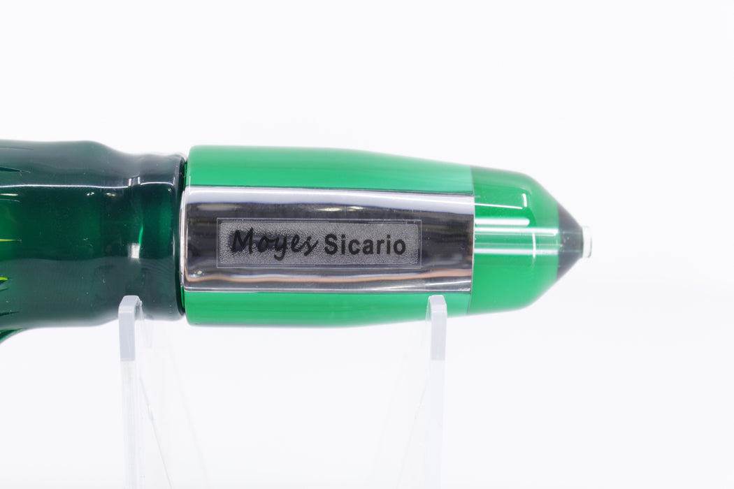 Moyes Lures Mirrored Green Back Sicario Bullet 8" 5.8oz Skirted Green