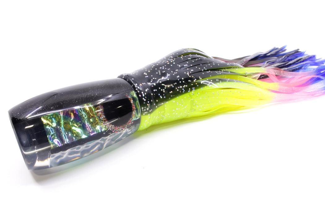 Coggin Lures Green Rainbow Dichro Black Back 4-Hole Maui Plunger Invert 14" 11.5oz Skirted