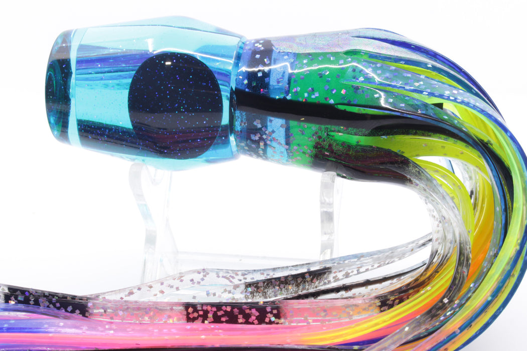 Bonze Lures Teal Mirrored Red Eyes Trojan 10" 5.5oz Blue Aurora-Black Bars/Rainbow