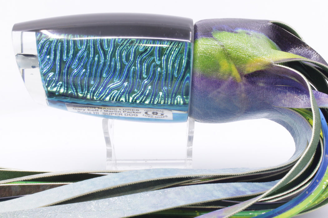 blue dog fishing lures Marlin Magic Lures Blue-Green Lava Black Back Super Dog 16" 14oz ALV Yellowfin