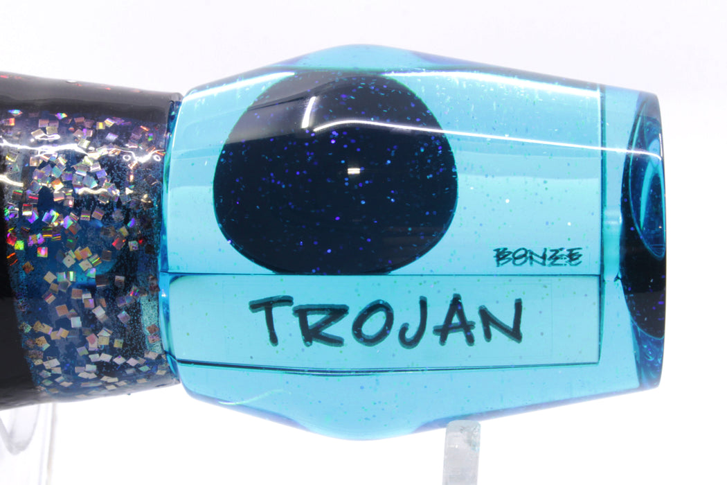 Bonze Lures Teal Mirrored Red Eyes Trojan 10" 5.5oz Purple-Holo-Black Bars