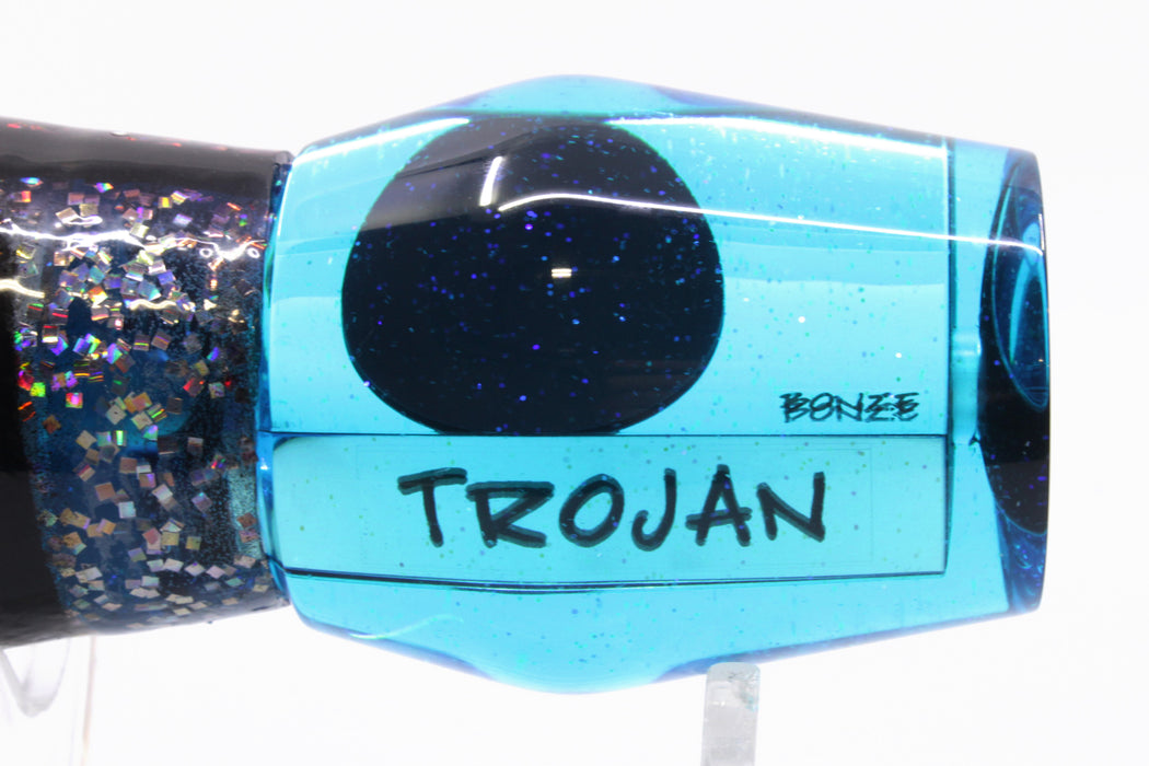 Bonze Lures Teal Mirrored Red Eyes Trojan 10" 5.5oz Purple-Holo-Black Bars