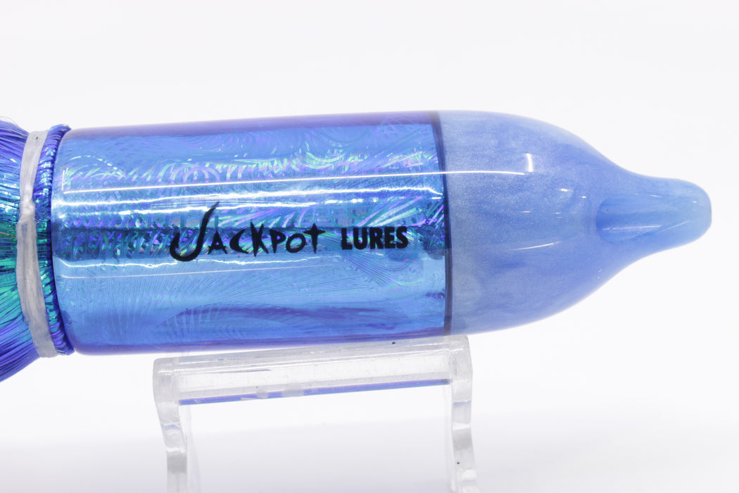Jackpot Lures Blue Pearl Rainbow 4-Hole Big Blue 12" 14oz Strobez Blue/White