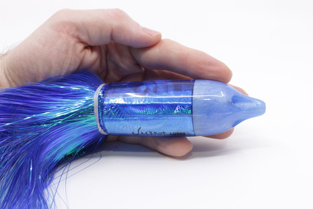 Jackpot Lures Blue Pearl Rainbow 4-Hole Big Blue 12" 14oz Strobez Blue/White