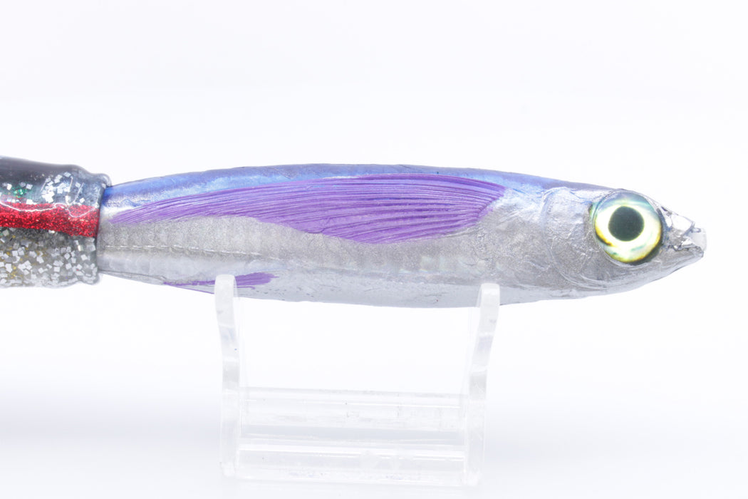 Aloha Lures Silver Rainbow Blue Back Purple Fins Slapstick 5" 5.8oz Double Skirted Evil