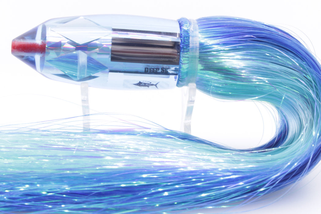 Aloha Lures Ice Blue Mirrored Silver Rainbow Deep Six 9" 6oz Strobez Royal Blue-Ice Blue