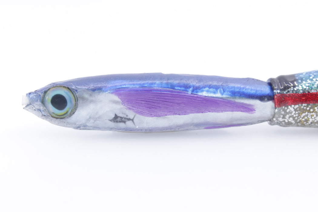 Aloha Lures Silver Rainbow Blue Back Purple Fins Slapstick 5" 5.8oz Double Skirted Evil