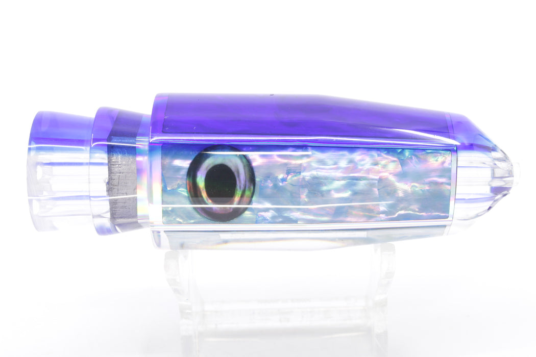 Moyes Lures Rainbow MOP Blue Back Taxi Eyes 4-Hole Medium Sicario Bullet 10" 6.3oz