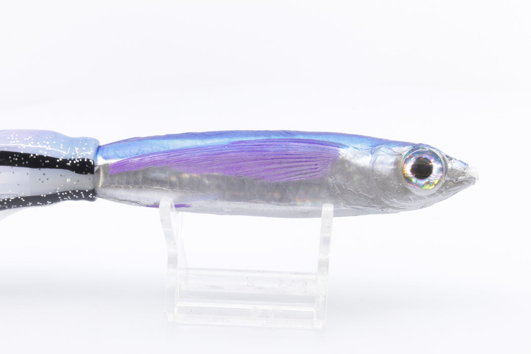 Aloha Lures Silver Rainbow Blue Back Purple Fins Slapstick 5" 5.5oz Skirted Gay Bob