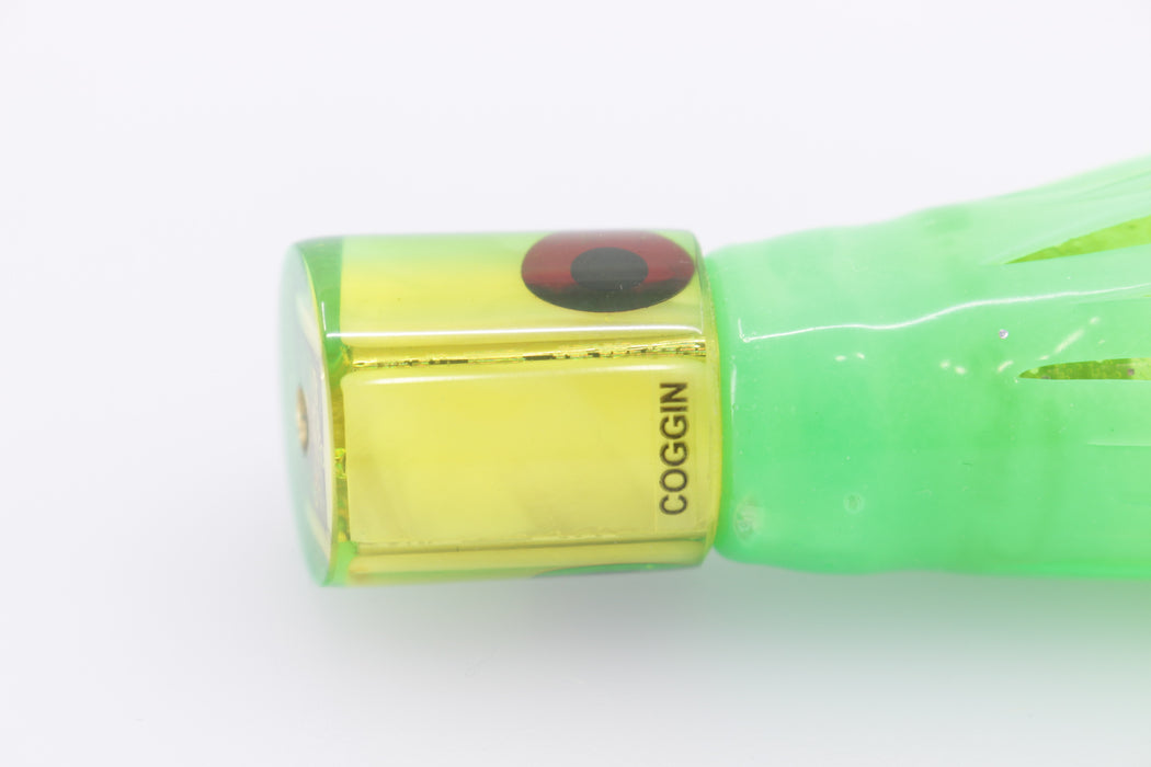 Coggin Lures Real Yellow MOP Green-Blue Back Peanut Pusher 5.5" 2oz Green-Yellow
