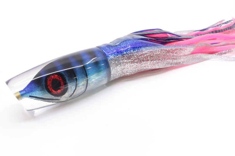 Tsutomu Lures "Jail Bird" Fish Head Ante Plunger 12" 9.7oz Skirted Blue Aurora/Pink