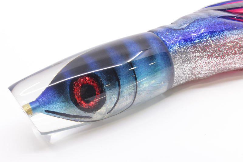 Tsutomu Lures "Jail Bird" Fish Head Ante Plunger 12" 9.7oz Skirted Blue Aurora/Pink