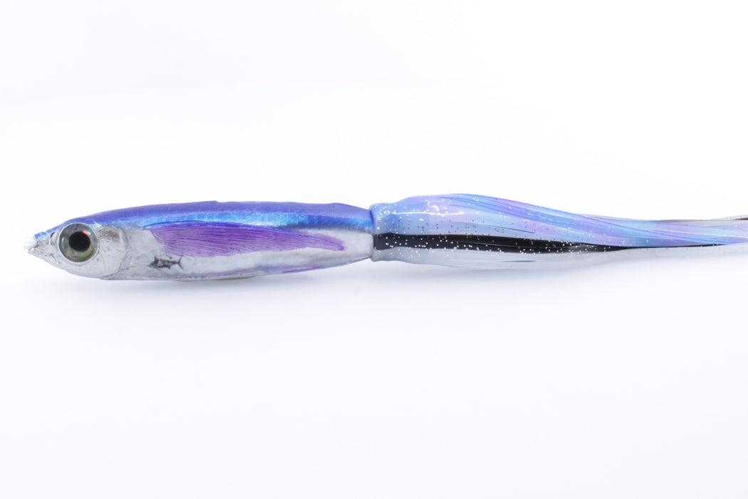 Aloha Lures Silver Rainbow Blue Back Purple Fins Slapstick 5" 5.5oz Skirted Gay Bob