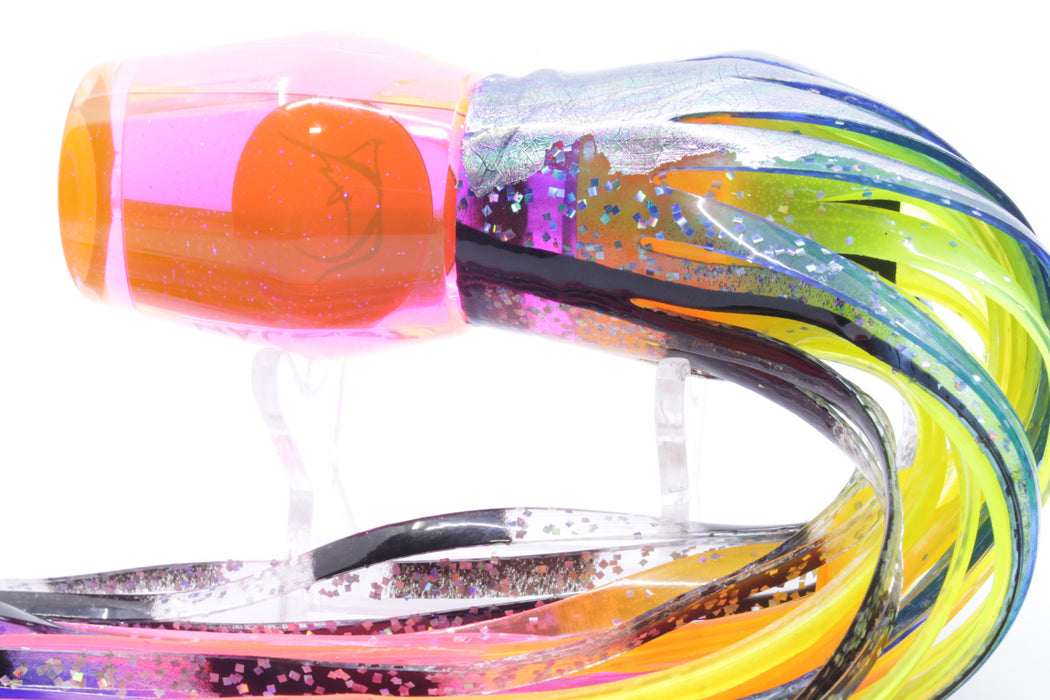 Bonze Lures Fluorescent Pink Mirrored Red Eyes Trojan 10" 5.5oz Blue Aurora/Rainbow