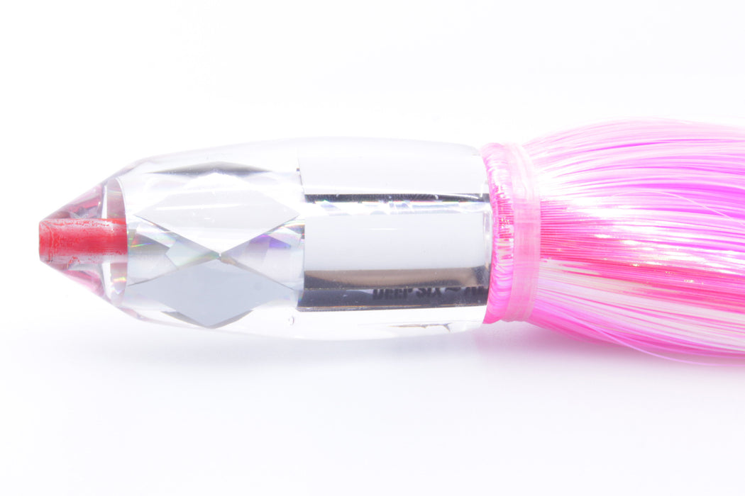 Aloha Lures Clear Mirrored Silver Rainbow Deep Six 9" 6oz Strobez Pink/White