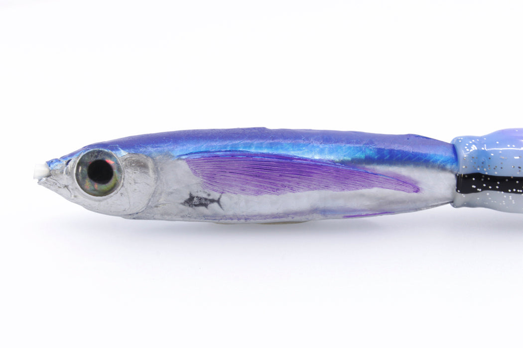 Aloha Lures Silver Rainbow Blue Back Purple Fins Slapstick 5" 5.5oz Skirted Gay Bob