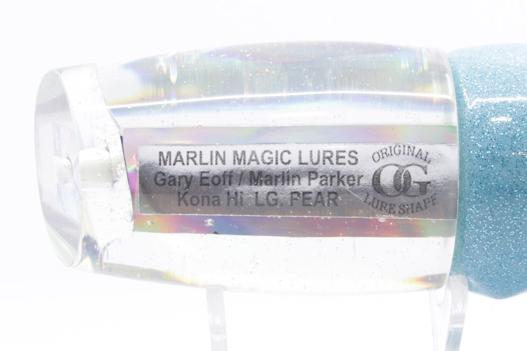 Marlin Magic Clear Mirrored No Eyes Large Pear 12" 11oz Vinyl Light Blue