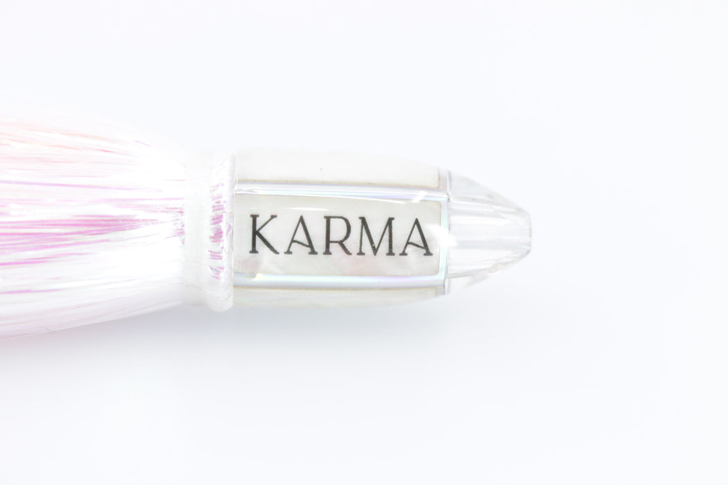Koya Lures White MOP Karma 4-Hole Bullet 4.5" 1.5oz Flashabou White-Pink