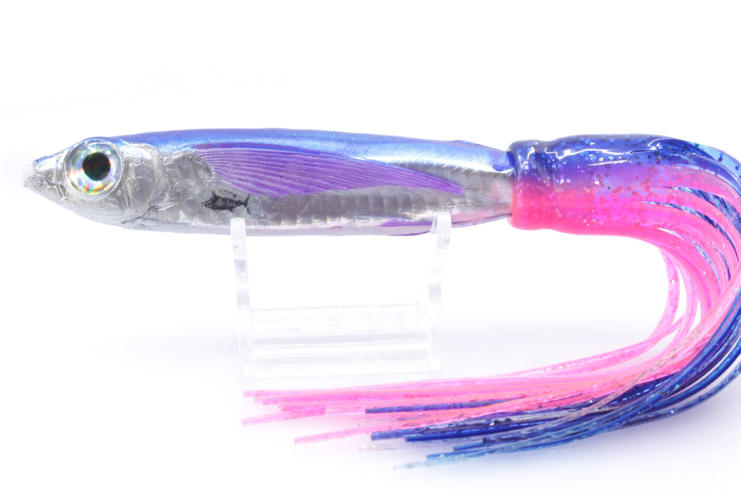 Aloha Lures Silver Rainbow Blue Back Purple Fins Slapstick 5" 5.5oz Skirted Blue-Pink