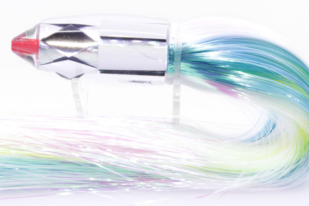 Aloha Lures Clear Mirrored Silver Rainbow Deep Six 9" 6oz Strobez Feathersword